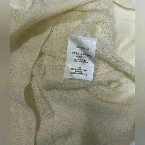 Veronica Beard KIRKA MERINO WOOL HENLEY POINTELLE SWEATER Ivory Small NWT - Picture 6 of 7